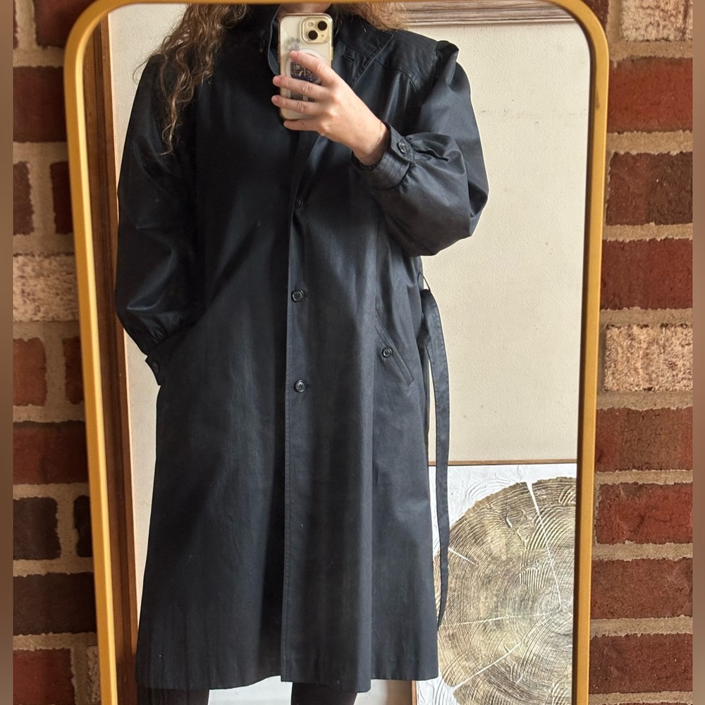 Women's Vintage Black Rain Coat/ Trenchcoat
